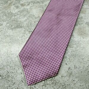 IKE BEHAR Silk Tie Mens One Size Purple Plaid 100% Silk Made In USA Necktie